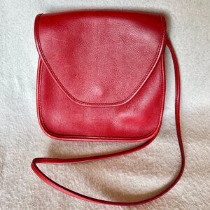 Vintage Coach Lindsay Crossbody Shoulder Saddle Bag No.9888 - Red Leather